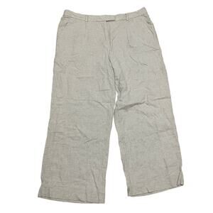 Abercrombie & Fitch Women's 18L Linen Blend Beige Wide‎ Leg Trouser Career Pants